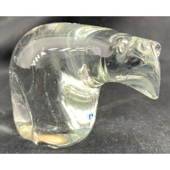 Blown Glass Polar Bear Crystal Clear Figurine Paperweight 3.75" Vintage - Picture 2 of 7